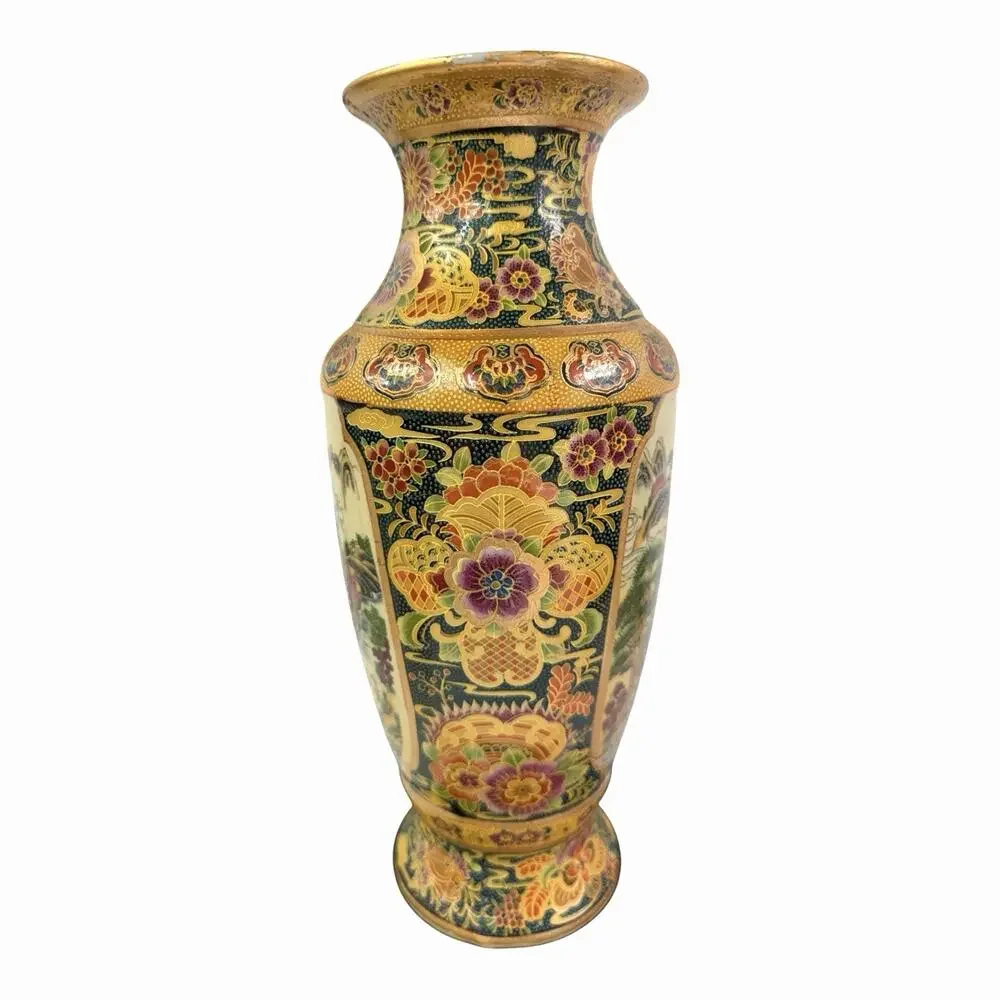 Vintage Royal Satsuma Japanese Moriage Vase 11 3/4